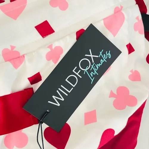 WILDFOX Love's a Gamble‎ Shorty Pajamas Set, 2 Piece, Red Hearts, XL, NWT - Image 10