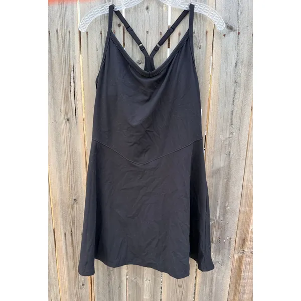 FLX $55 NEW Women's Affirmation Strappy Flounce Active Wear Dress in Black Lg - Image 2