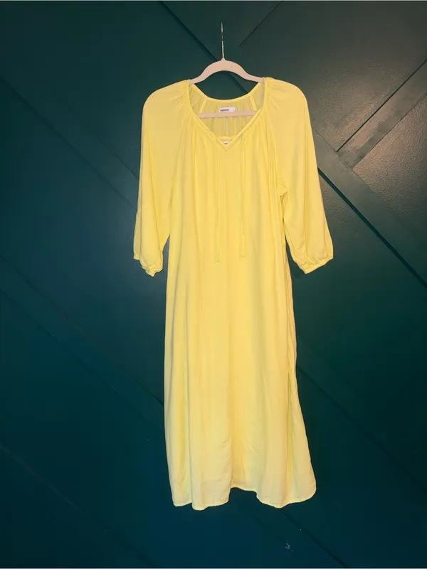 Women's Sonoma Goods For Life® Linen-Blend Midi Dress Butter Yellow Size S - Image 2
