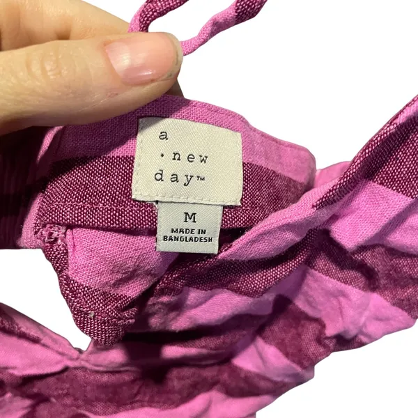 A New Day Womens Pink Purple Striped Bralette Crop Top Size‎ M Adjustable Straps - Image 3