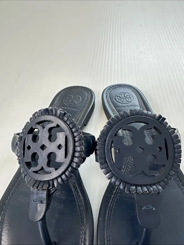 Tory Burch Navy Miller Fringe Sandals Navy, 6.5 - Image 11