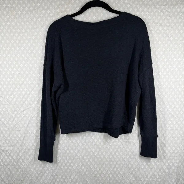 Anthropologie Black Linen Blend Long Sleeve‎ Cropped Top - Image 6