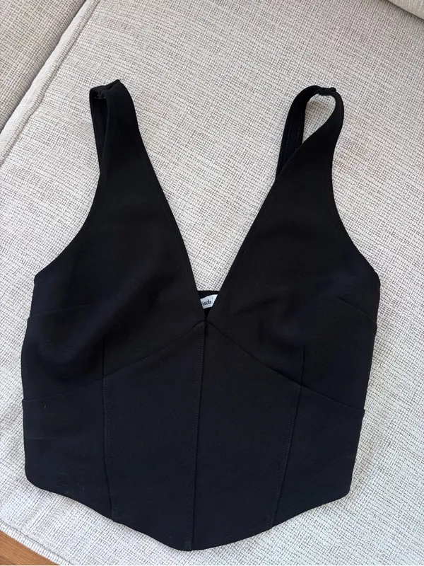 Abercrombie & Fitch Black Corset Crop Tank Top | Size Small - Image 3