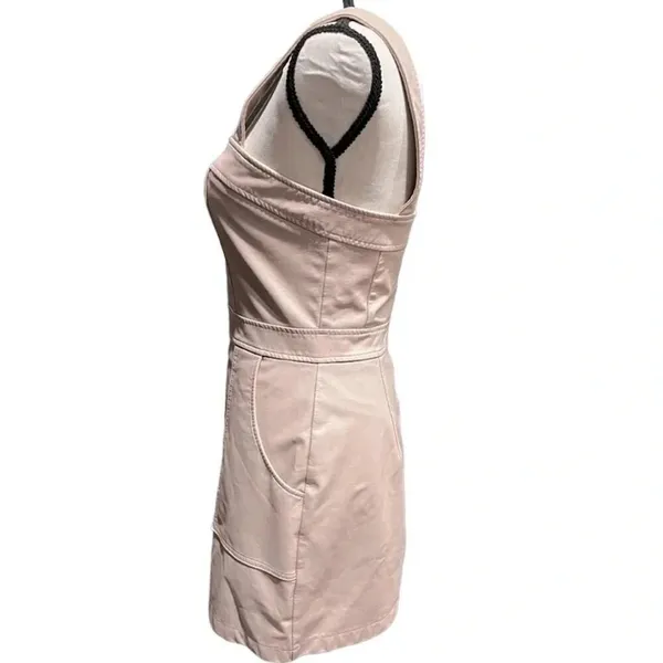 Amanda Uprichard Ace Dress Pale Pink Vegan Leather Size L Nwot - Image 6