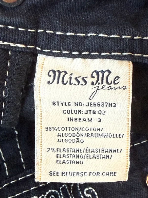 MISS ME Black Embellished Denim Cutoff Style Shorts Size 25 - Image 11