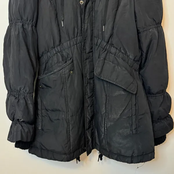 Free People We The Free Black Puffer Jacket Size Medium Black Floral Coat - Image 6