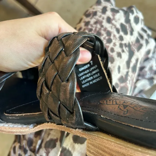 Freebird ginger braided distressed black leather sandals - Image 4