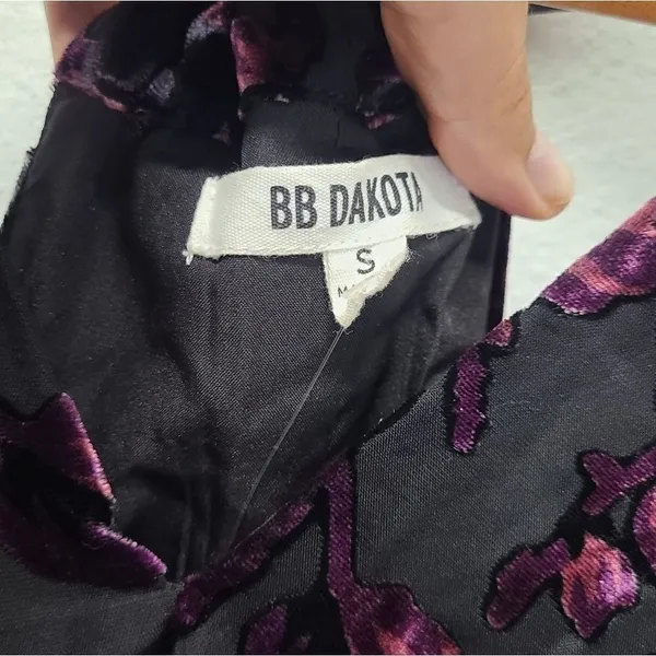 BB Dakota Purple Burnout Velvet Floral V-Neck Mini Dress Racerback‎ Small - Image 8