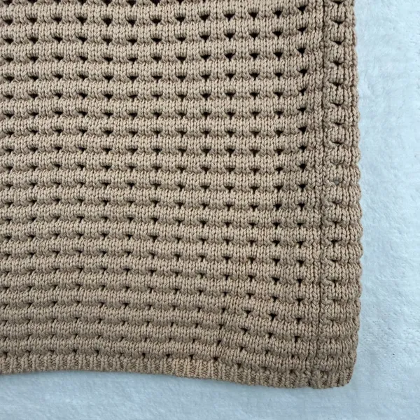 Reformation XS‎ Tan Organic Cotton Open Knit Crochet Midi Skirt Pointelle Camel - Image 8