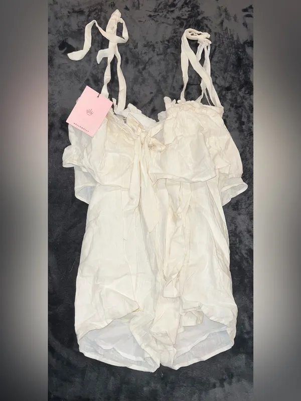 Hello Molly Sea Foam Romper in White Size 4 New with tag - Image 13