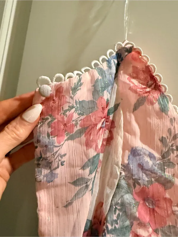 Altar'd State Pink and Blue Floral Lace-Trim Cropped Top - Image 5