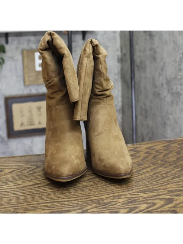 NWT Universal Thread Junie Ruched Block Heel Boots 94568670 Tan Brown 6M - Image 5