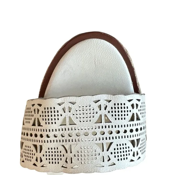 Tory Burch Roselle Platform Espadrille Wedges‎ White Leather 10 - Image 11