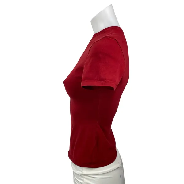 SKIMS Women's Red Short Sleeves Jersey Slim Fit Crewneck Tee T-shirt Top Size S - Image 2
