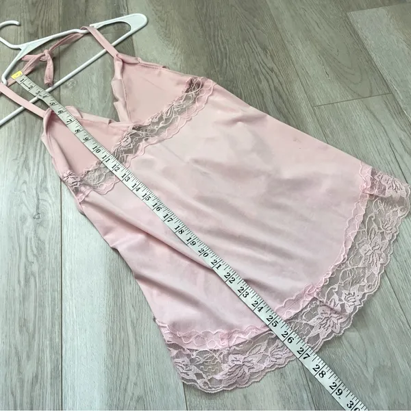 Lace Babydoll Tank Top open tie back womens Pink (small) festival lingerie sexy - Image 5