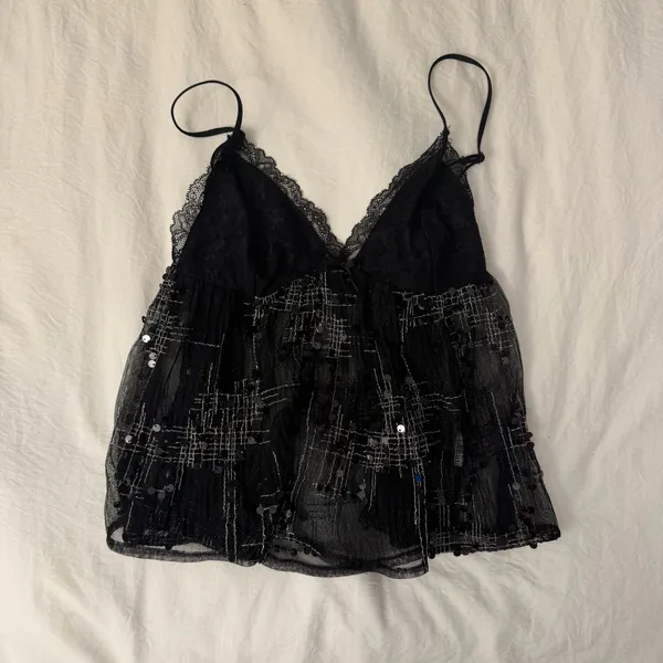 Edikted sequin sheer mesh babydoll top - Image 3