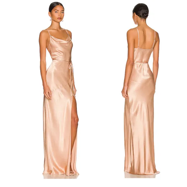 Shona Joy La Lune Bias Cowl Maxi Dress in Desert Rose Satin Size 4 Cocktail - Image 15