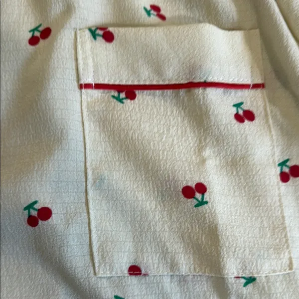 Cherry Print women’s Pajamas - Cream and Red - Image 6