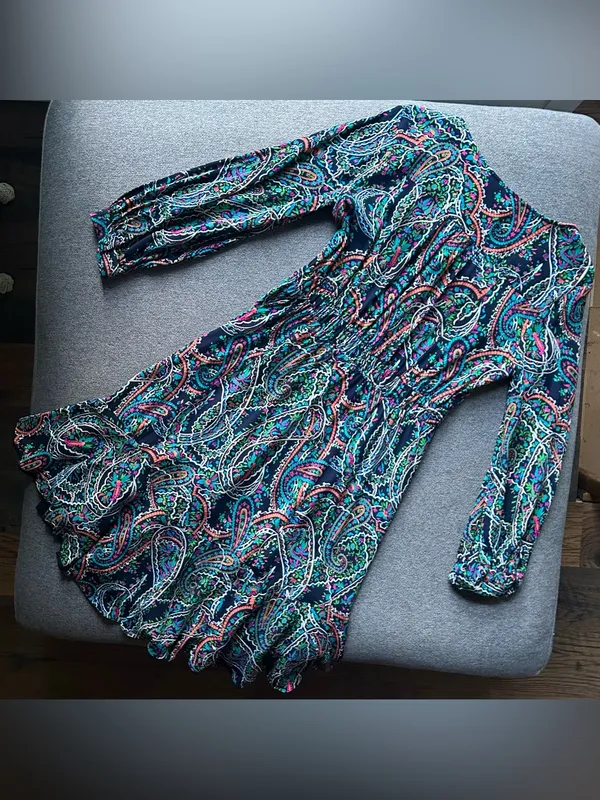 Anthropologie Maeve Maplewood Paisley Long Sleeve V Neck Midi Dress Small - Image 5