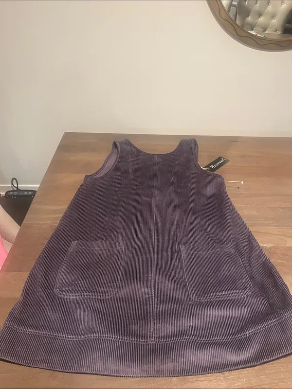 Purple Corduroy Pinafore Dress - Image 3