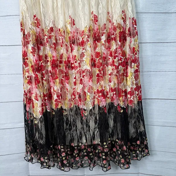 Madison Michelle XL Tiered Lace Ombre Floral Maxi Skirt Festival Boho Broomstick - Image 3