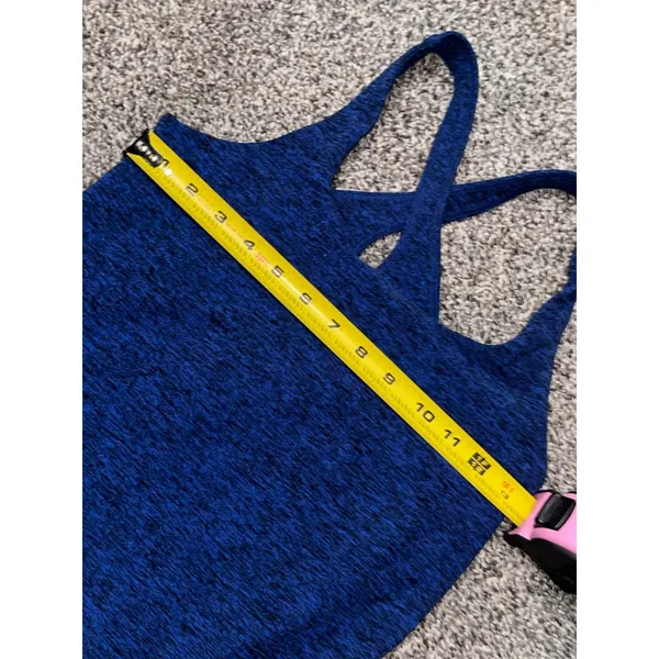 Beyond Yoga heathered blue athletic Carefree Cut-Out tank top L - Image 7