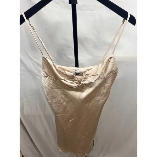 Princess Polly New Hewlett Mini Satin Slip Dress Champagne Date Night Y2k V Neck - Image 4