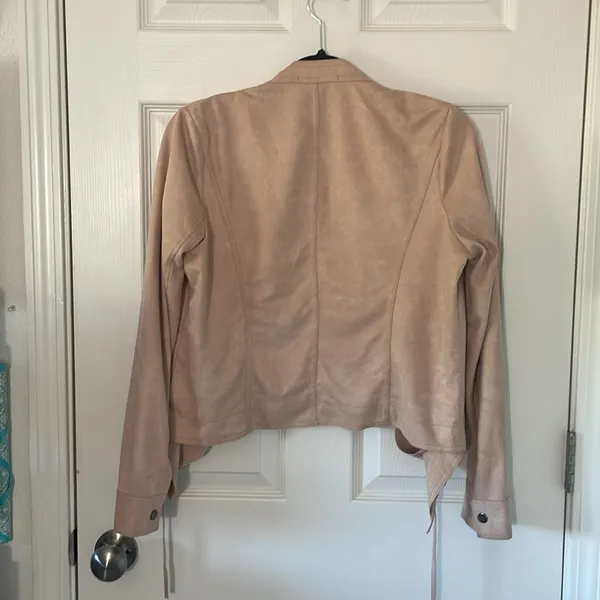 Miss Me Jacket Women Small Beige Crop Faux Suede Criss Cross Lace Up Fairygoth - Image 6