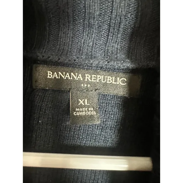 Banana Republic Navy Blue Pointelle Diamond Knit Turtleneck‎ Sweater XL Womens - Image 5