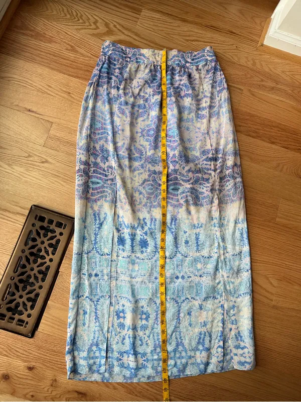 Maeve Anthropologie 100% Silk Paisley Maxi Skirt Double Slit Size Small - Image 7