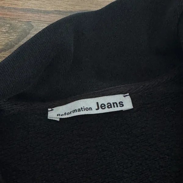 Reformation jeans black quarter zip jumper sweatshirt top size small - Image 2