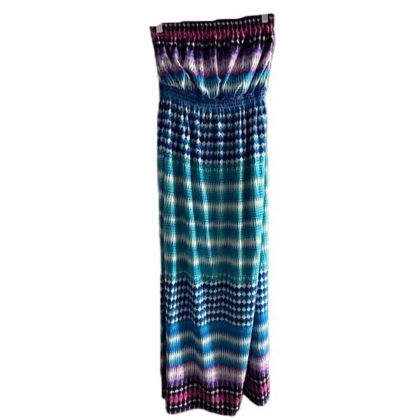 Great Northwest‎ Indigo Striped Strapless Maxi Dress Medium - Image 3