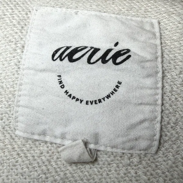 Aerie Womens‎ Size Small Oversized Ribbed Side Crewneck Sweatshirt Ivory Lounge - Image 4