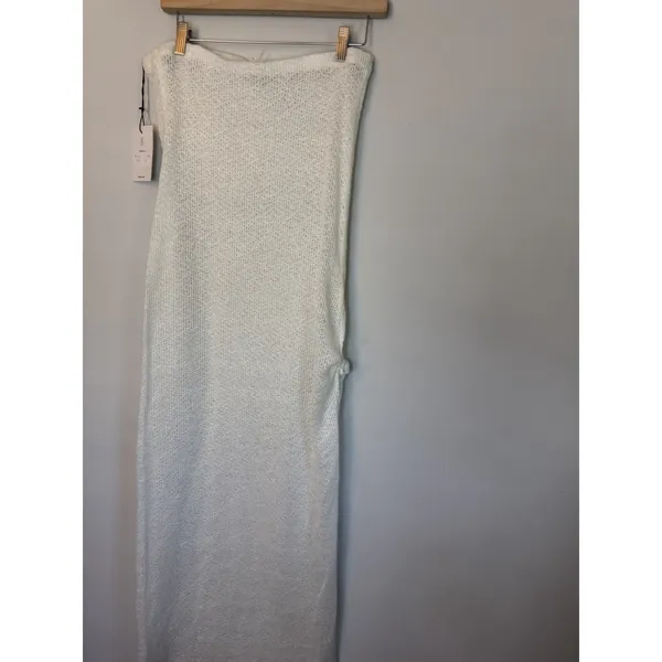 Reformation Jasmine Knit Maxi in White Ivory Sheer Side Slit Coverup Dress 8 NWT - Image 13