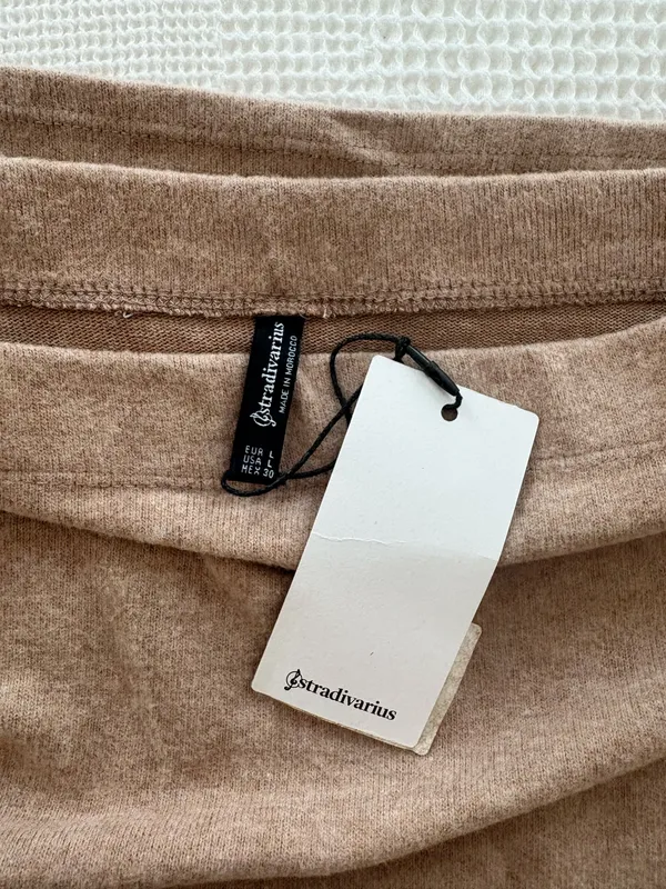 Stradivarius Knit Brown Midi Skirt L - Image 3