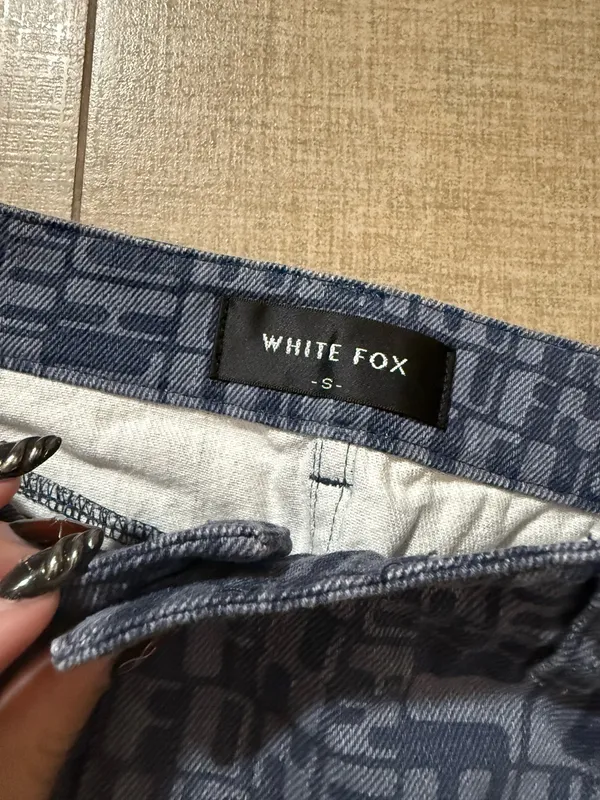 White Fox Boutique printed denim mini skirt - Image 2