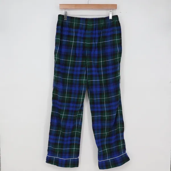 Lands' End Pajama Pants Women M Plaid Blue Green Flannel Drawstring Excellent - Image 4