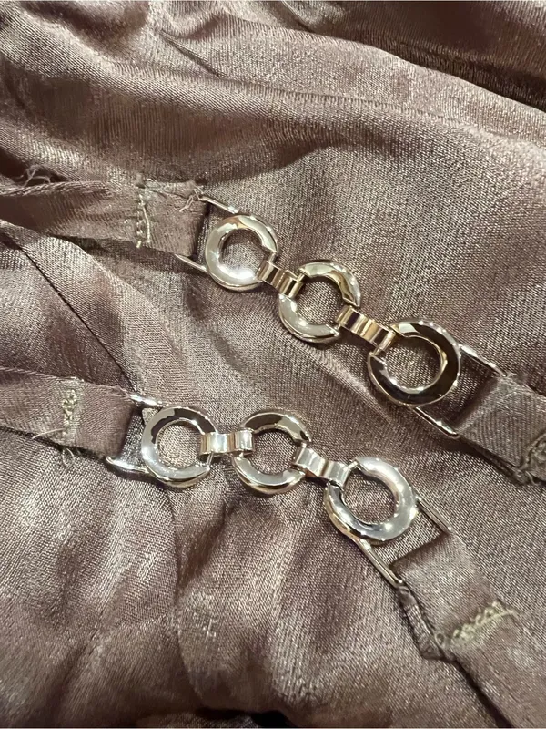 ASTR The Label Amiah Bronze Satin Strappy Wide Leg Pants M NWOT - Image 9