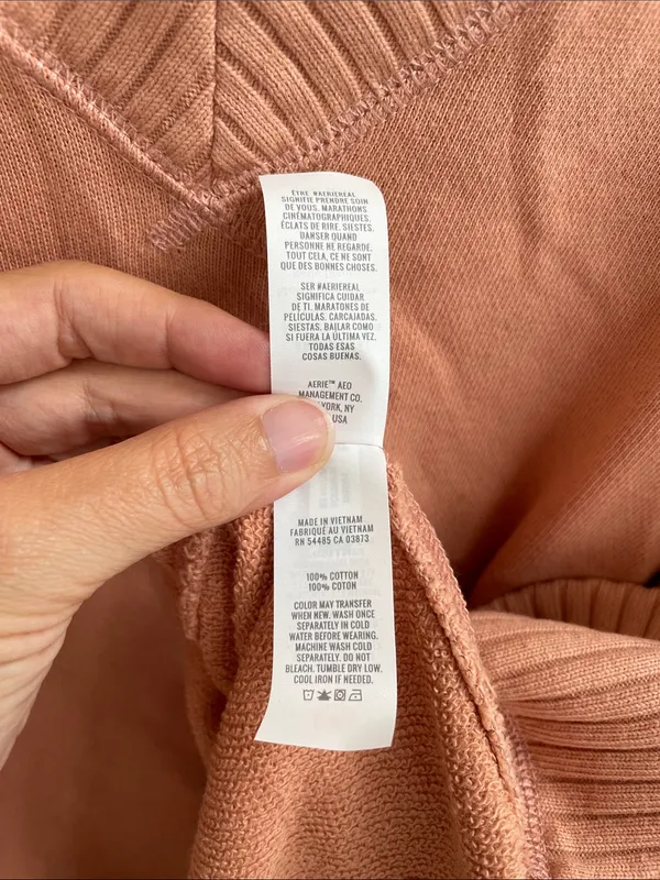 AERIE Relaxed Boyfriend Distressed V-Neck Sweatshirt Burnt Coral Size S - Image 8