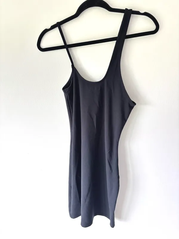 Abercrombie & Fitch Black Mini Fitted Athletic Dress Asymmetrical Straps Travel - Image 5