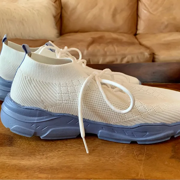 White Stretch Knit Sneakers Size 8.5 - Image 2