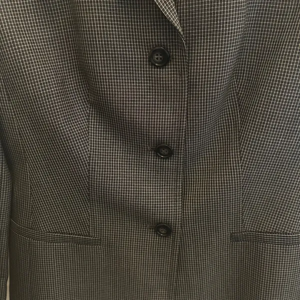 Ann Taylor Loft Petites Blazer Jacket Black White Micro Check Wool Blend‎ 0P - Image 5