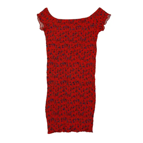 Topshop Dress 2 Red Stretch Bodycon Short Sleeve Club Cocktail Sexy - Image 2
