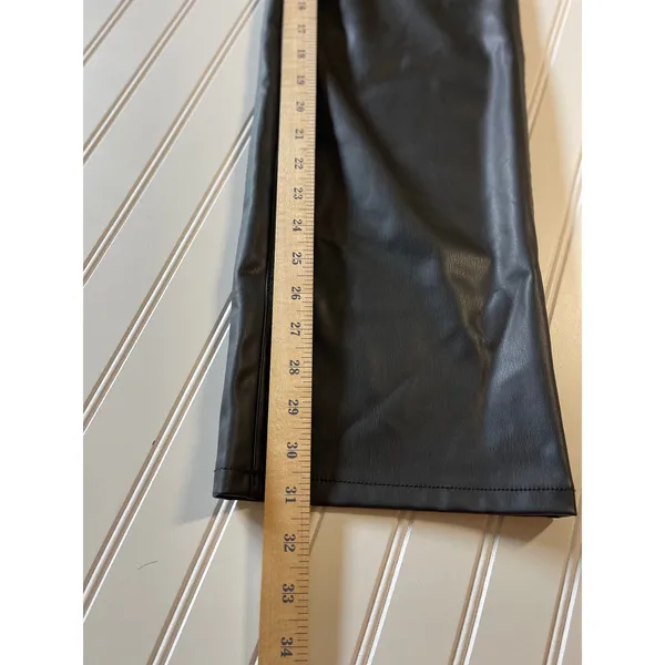 Zara Black Faux Leather Straight Leg Pants Womens Size 6‎ 5-Pocket Trousers - Image 6