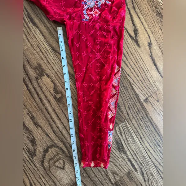 Johnny Was Long Sleeve Tunic Lightweight Red Embroidered Large V Neck Floral - Image 6