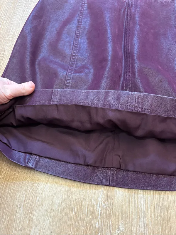 Free People Women’s Purple Faux Leather Mini Skirt - Image 3