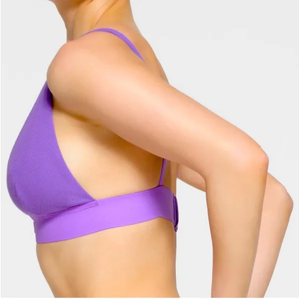 SKIMS Stretch Cotton Rib‎ Plunge Bralette - Ultraviolet - Size L NWOT - Image 2