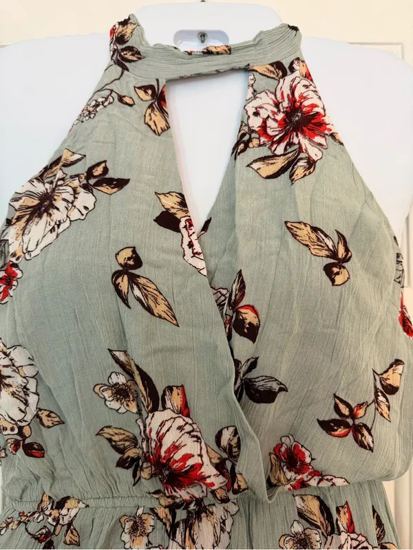 Onetheland Sage Floral Halter Maxi Romper Boho Size S - Image 3