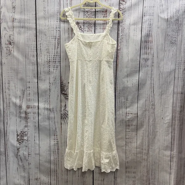 Lulu's Sincere Sweetheart White Cream Eyelet Lace Ruffled Midi Dress Size Medium - Image 8