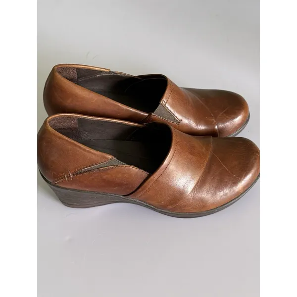 Dansko Rosaline Womens 38 Brown Leather Casual‎ Wedge Clog Slip On Shoes - Image 2
